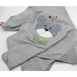 Individuelle Babydecke Teddygesicht Bärengesicht mit gestickem Wunschnamen - Kindergarten - Wunschdecke - Schmusedecke mit Namen