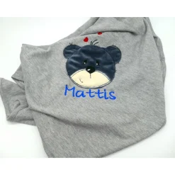 Individuelle Babydecke Teddygesicht Bärengesicht mit gestickem Wunschnamen - Kindergarten - Wunschdecke - Schmusedecke mit Namen