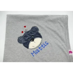 Individuelle Babydecke Teddygesicht Bärengesicht mit gestickem Wunschnamen - Kindergarten - Wunschdecke - Schmusedecke mit Namen