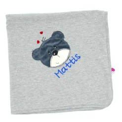 Individuelle Babydecke Teddygesicht Bärengesicht mit gestickem Wunschnamen - Kindergarten - Wunschdecke - Schmusedecke mit Namen