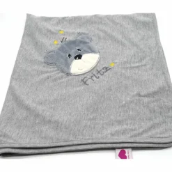 Individuelle Babydecke Teddygesicht Bärengesicht mit gestickem Wunschnamen - Kindergarten - Wunschdecke - Schmusedecke mit Namen