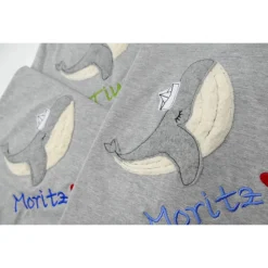 Individuelle Babydecke Wal ahoi mit gestickem Wunschnamen - Kindergarten - Wunschdecke - Schmusedecke m