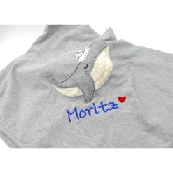 Individuelle Babydecke Wal ahoi mit gestickem Wunschnamen - Kindergarten - Wunschdecke - Schmusedecke m