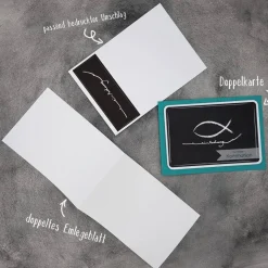 Individuelle Einladungskarten zur Kommunion, Konfirmation, Taufe & Firmung – Design Kreidezeichnung Fisch