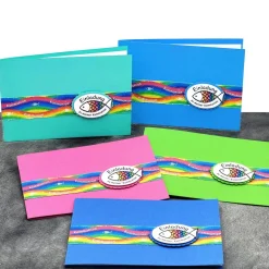 Individuelle Einladungskarte Regenbogen Fisch zur Kommunion, Taufe, Konfirmation & Firmung