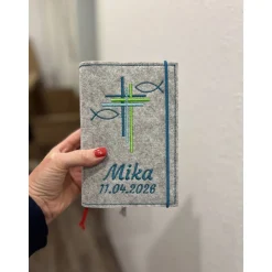 Individuelle Gotteslobhülle aus Filz – personalisiert hochwertig bestickt – wähle dein Design