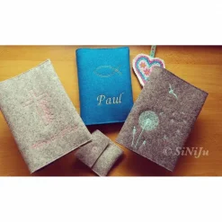 Individuelle Gotteslobhuelle  aus Wollfilz, personalisiert bestickt