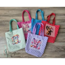 Individuelle Kindergartentasche aus Baumwolle – Personalisierte Lesetasche für Kinder in Wunschfarbe