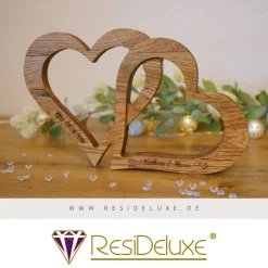 Jasmin Holzherzen mit Gravur Hochzeitsgeschenk Geschenk Verlobung Jahrestag Herz Hochzeit Valentinstag Muttertag