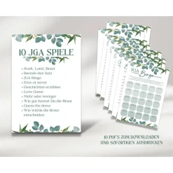 JGA Spiele für Frauen | 10 lustige Partyspiele | Spiele-Set für Junggesellinnenabschied, Brautparty oder Hochzeit