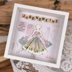 Jugendweihe, Geldgeschenk, Geschenk, personalisiert, Geld, Rahmen, Geldrock, Mädchen, Konfirmation, Spruch