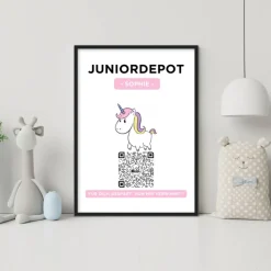 Juniordepot | Personalisiertes Geldgeschenk | Aktie ETF Kryptowährung QrCode Bild | Motiv Einhorn
