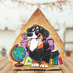 Jura Stein mit Berner Sennenhund zum Schulanfang