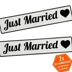 Just Married Deko Auto Set – Hochzeitskennzeichen Fotorequisite Herzen | Hochzeitsauto Deko Hochzeit Brautpaar Geschenk