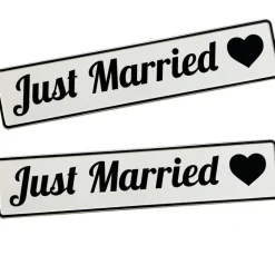 Just Married Deko Auto Set – Hochzeitskennzeichen Fotorequisite Herzen | Hochzeitsauto Deko Hochzeit Brautpaar Geschenk