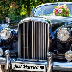 Just Married Deko Auto Set – Hochzeitskennzeichen Fotorequisite Herzen | Hochzeitsauto Deko Hochzeit Brautpaar Geschenk