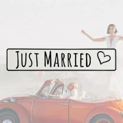 Just Married Hochzeitskennzeichen, 2 Stück. Die ideale Hochzeitsdeko mit Herz für das Hochzeitsauto, die Hochzeitsfeier