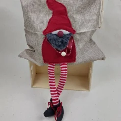 Jute-Geschenkbeutel mit Weihnachtswichtel – 30 cm x 40 cm - Geschenkverpackung