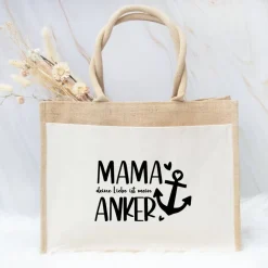 Jutetasche für Mama als Geschenk zum Muttertag – liebevolle Idee mit Anker Motiv