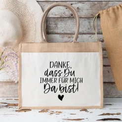 Jutetasche Geschenk für Mama – Danke sagen zum Muttertag mit Herz