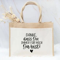 Jutetasche Geschenk für Mama – Danke sagen zum Muttertag mit Herz