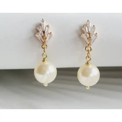 18K Hochzeitschmuck Gold,Braut Ohrringe,Vergoldete Ohrringe,Kristall Ohrringe