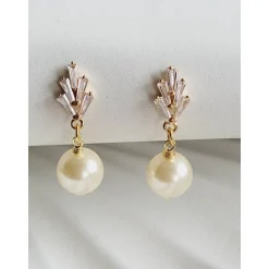 18K Hochzeitschmuck Gold,Braut Ohrringe,Vergoldete Ohrringe,Kristall Ohrringe