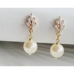 18K Hochzeitschmuck Gold,Braut Ohrringe,Vergoldete Ohrringe,Kristall Ohrringe