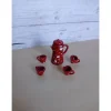 Kaffeeservice Miniatur rot 5-tlg. – Metall-Deko für Puppenhaus, Wichteltür & Basteln