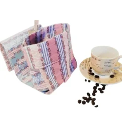 Kaffee-Tassen-Tasche, Geschenktasche rosa geblümt, personalisierbar