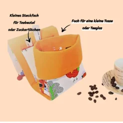 Kaffee-Tassen-Tasche, Geschenktasche mit Eulen Motiv