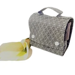 Kaffee-Tassen-Tasche, Geschenktasche grau geblümt