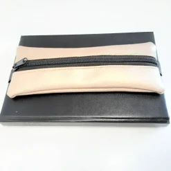 Kalendermäppchen aus Kunstleder in Gold mit Gummiband, Stifte Mäppchen mit Gummiband