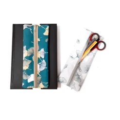 Kalendermäppchen mit Gummiband, Stifte Mäppchen mit Ginkgo Motiv