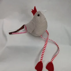 Kantenhocker Huhn und Hahn aus beigem Baumwollstoff