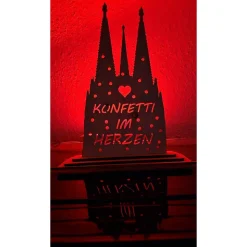 Karneval Kölner Dom Holz Aufsteller – 2 Varianten, Pappelholz, Lasergravur oder Lasercut