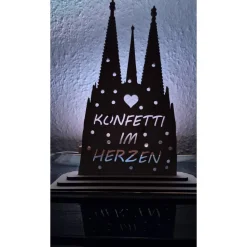 Karneval Kölner Dom Holz Aufsteller – 2 Varianten, Pappelholz, Lasergravur oder Lasercut