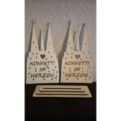 Karneval Kölner Dom Holz Aufsteller – 2 Varianten, Pappelholz, Lasergravur oder Lasercut