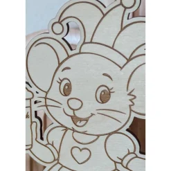 Karnevalsmaus aus Holz - Aufsteller – handgefertigt, 19cm Hoch für Karnevalsjeck, Karneval, Karnevalsdekoration