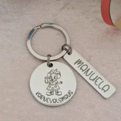 Karnevalsmaus Schlüsselanhänger– Personalisiert, rostfreier Edelstahl, tolles Accessoire für Karneval