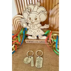 Karnevalsmaus Schlüsselanhänger– Personalisiert, rostfreier Edelstahl, tolles Accessoire für Karneval