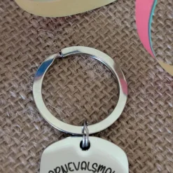 Karnevalsmaus Schlüsselanhänger– Personalisiert, rechteckig, rostfreier Edelstahl, tolles Accessoire für Karneval