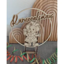 Karnevalsmaus   Türkranz / Wanddeko – Loop handgefertigt aus Holz, 20cm Durchmesser für Karnevalsjeck, Karneval