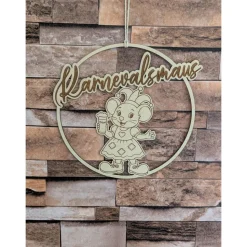 Karnevalsmaus   Türkranz / Wanddeko – Loop handgefertigt aus Holz, 20cm Durchmesser für Karnevalsjeck, Karneval