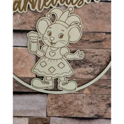 Karnevalsmaus   Türkranz / Wanddeko – Loop handgefertigt aus Holz, 20cm Durchmesser für Karnevalsjeck, Karneval