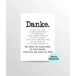 Karte Abschied Kollege Kollegin Verabschiedung Ruhestand Rente DIN A4