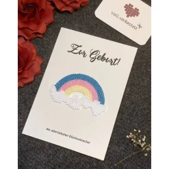 Karte Geburt Taufe Storch Kinderwagen Baby Glückwunsch Klappkarte