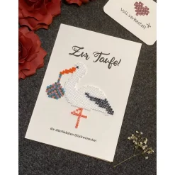 Karte Geburt Taufe Storch Kinderwagen Baby Glückwunsch Klappkarte