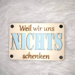 Karte, Geldgeschenk "Nichts" aus Holz, personalisierbar