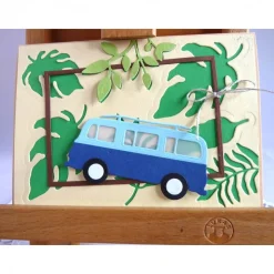 Karte, Glückwunschkarte, Grußkarte mit einem bekannten Bus aus früheren Zeiten